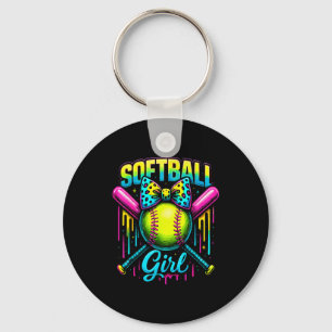 Softball Girl Drip Funny Softball Player  Key Ring