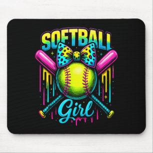 Softball Girl Drip Funny Softball Player  Mouse Pad
