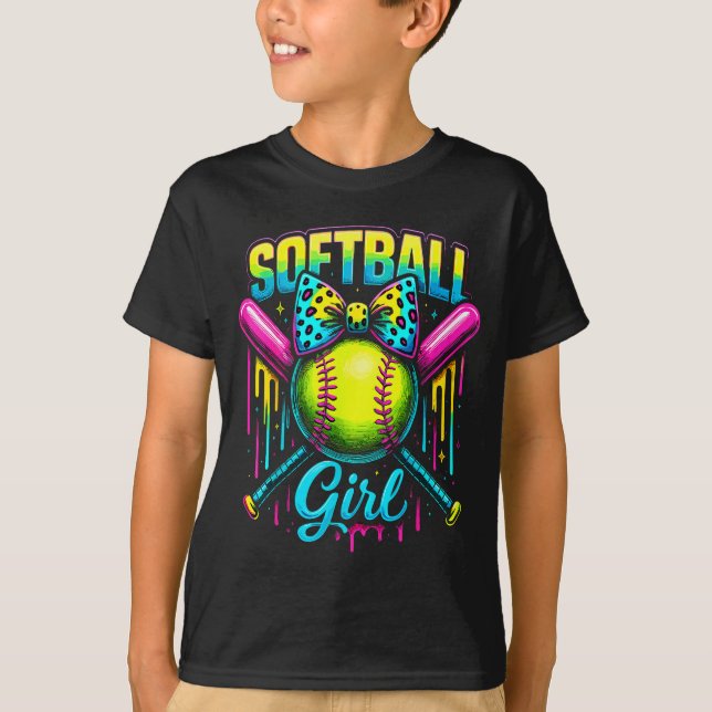 Softball Girl Drip Funny Softball Player  T-Shirt (Front)