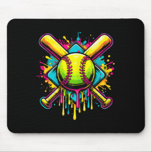 Softball Girl Ice Cream Softball Drip  Mouse Pad