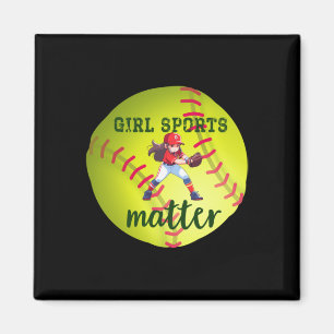 Softball; Girl Sports Sticker Magnet
