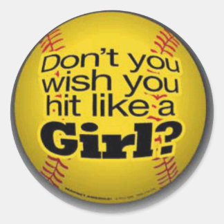 softball-girls classic round sticker