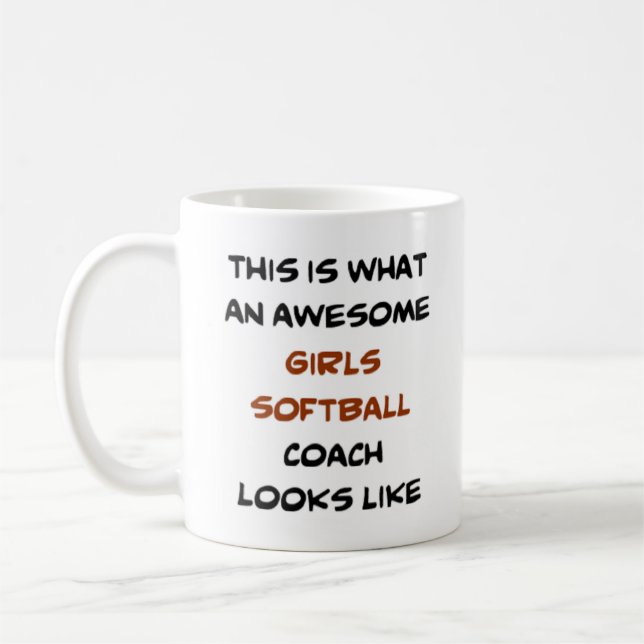softball girls coach, awesome coffee mug (Left)