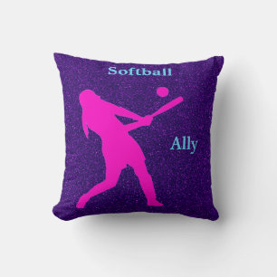 Softball Girls Purple Sparkle Cushion