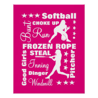Softball Girls Sports Terminoligy Words Typography