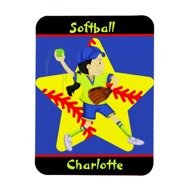  Softball Girls Star Pitcher Personalised     Magnet (Vertical)