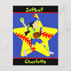 Softball Girls Star Pitcher Personalised Postcard
