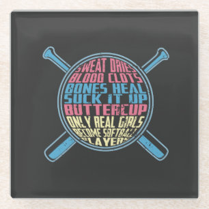 Softball Glass Coaster
