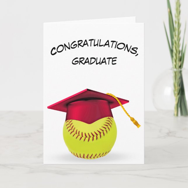 Softball Graduation With Red Cap Card (Front)