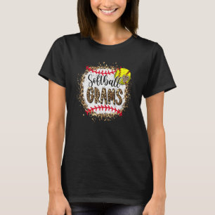 Softball Grams Leopard Bleached Mother's Day Game T-Shirt