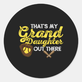 Softball Granddaughter Grandma Grandpa Classic Round Sticker