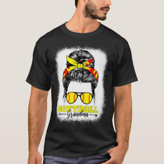 Softball Grandma Bleached Messy Bun Softball Love  T-Shirt