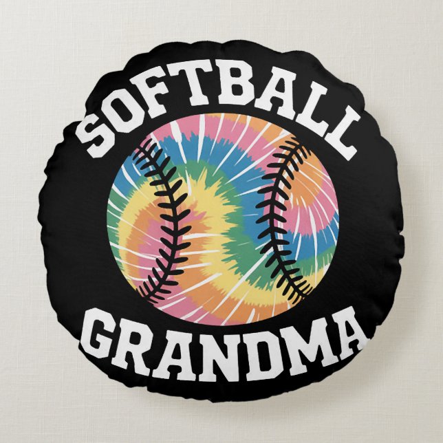 Softball Grandma Round Cushion (Front)