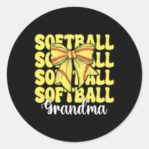 Softball Grandma Softball Nana Coquette Bow _1 Classic Round Sticker
