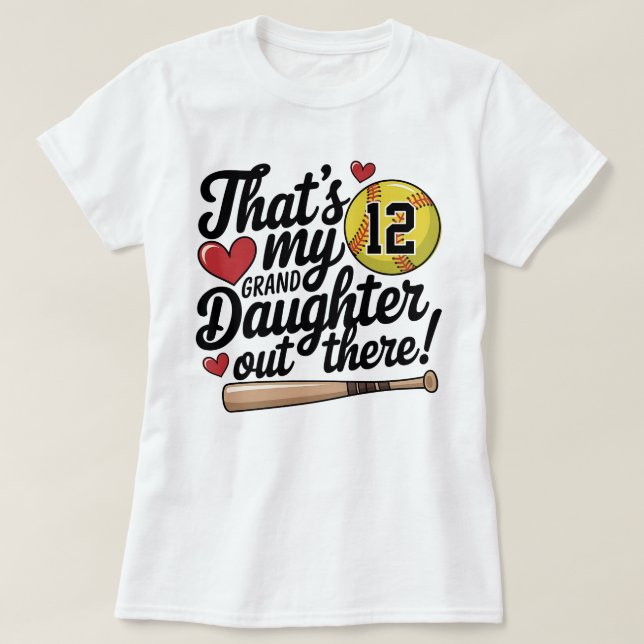 Softball Grandma That's My Granddaughter Custom T-Shirt (Design Front)