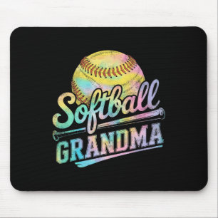 Softball Grandma Tie Dye Softball Lovers Mothers D Mouse Pad