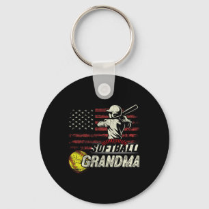 Softball Grandma Us Flag Gifts For Patriotic Mothe Key Ring
