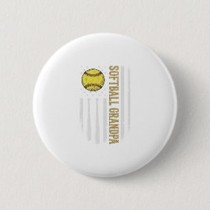 Softball Grandpa Vintage Flag Vector Design_1 6 Cm Round Badge
