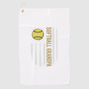 Softball Grandpa Vintage Flag Vector Design_1 Golf Towel
