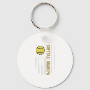 Softball Grandpa Vintage Flag Vector Design_1 Key Ring