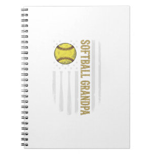Softball Grandpa Vintage Flag Vector Design_1 Notebook