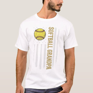 Softball Grandpa Vintage Flag Vector Design_1 T-Shirt