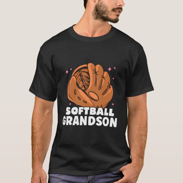 Softball Grandson Cute Match Softballer Player Sof T-Shirt (Front)