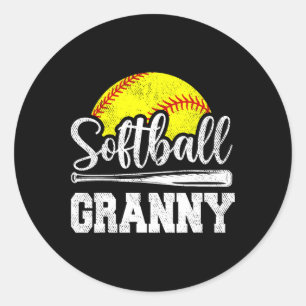 Softball Granny Softball Player Game Day Mother's  Classic Round Sticker