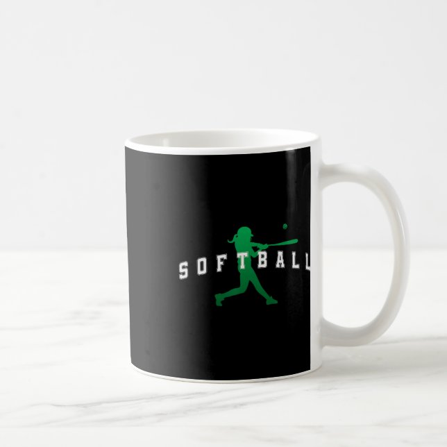 Softball Green Team Player Varsity Text  Coffee Mug (Right)