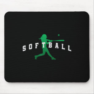 Softball Green Team Player Varsity Text Mouse Pad