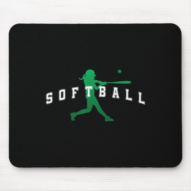 Softball Green Team Player Varsity Text  Mouse Pad (Front)