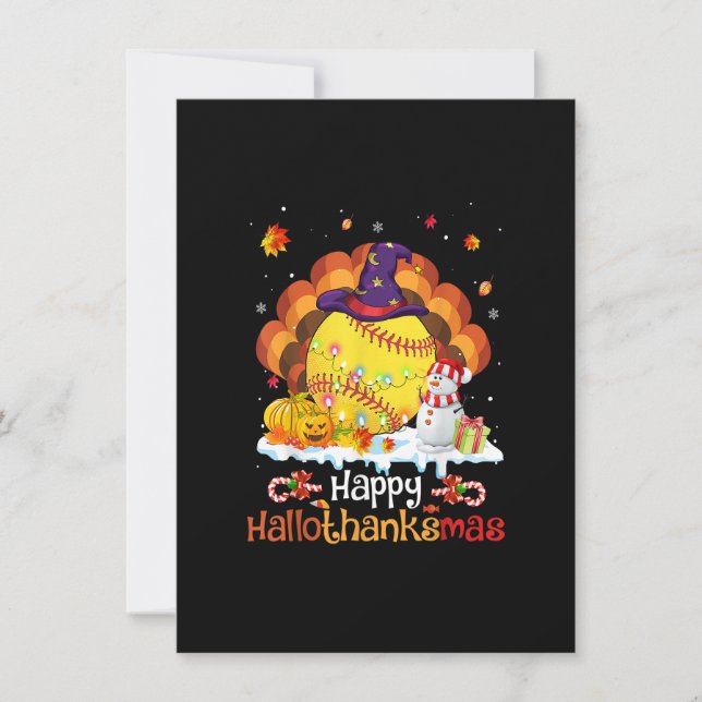 Softball Halloween Christmas Thanksgiving Hallotha Invitation (Front)