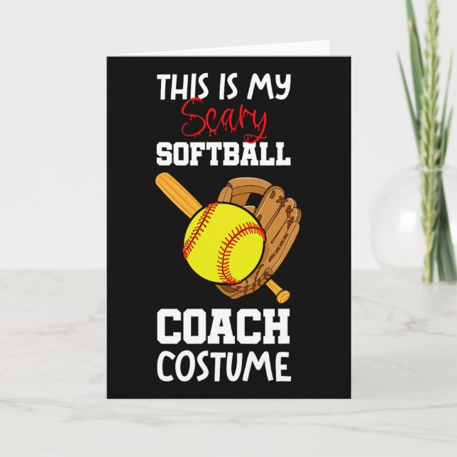 Softball Halloween Scary Coach Costume Player  Card (Front)