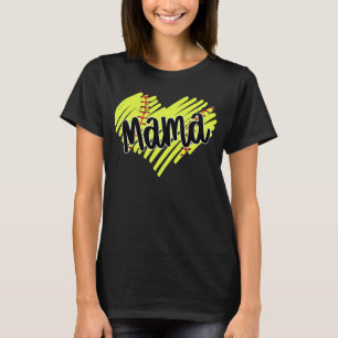 Softball Heart Ball Mama Women Softball T-Shirt
