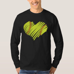 Softball Heart Ball Mom Dad Men Women Baseball T-Shirt
