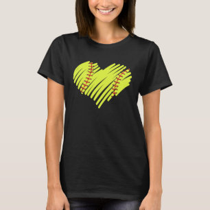 Softball Heart Ball Mom Dad Men Women Baseball T-Shirt