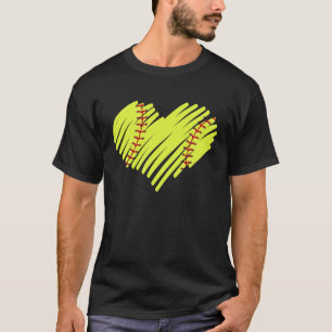 Softball Heart Ball Mum Dad Men Women Baseball T-Shirt