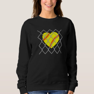 Softball Heart Behind A Chain Link Fence My View Sweatshirt