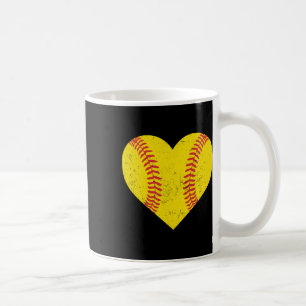 Softball Heart For Girls Women Funny Softball Coffee Mug