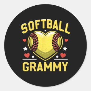 Softball Heart Grammy Softball Player  Classic Round Sticker