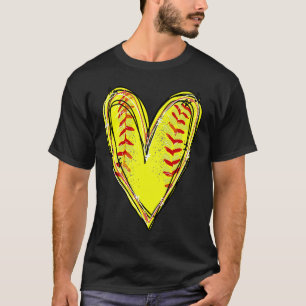 Softball Heart Love Softball Mom Softball Game Day T-Shirt