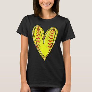 Softball Heart Love Softball Mom Softball Game Day T-Shirt