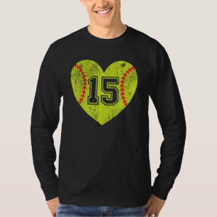 Softball Heart Player 15 Softball Mum Dad Varsity T-Shirt