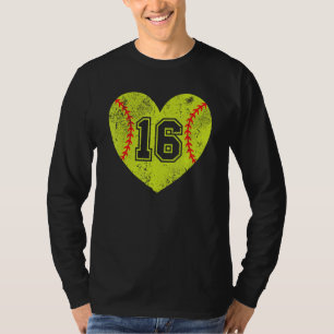 Softball Heart Player  16 Softball Mum Dad Varsity T-Shirt