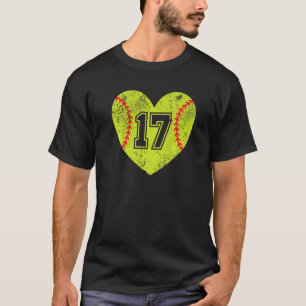 Softball Heart Player 17 Softball Mum Dad Varsity T-Shirt