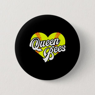 Softball Heart Queen Bees Team T-ball League Girls 6 Cm Round Badge