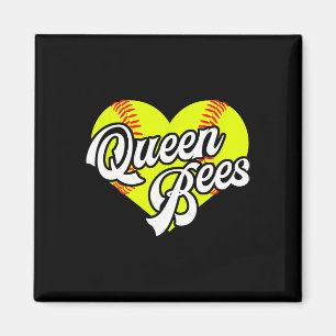 Softball Heart Queen Bees Team T-ball League Girls Magnet