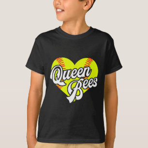 Softball Heart Queen Bees Team T-ball League Girls T-Shirt