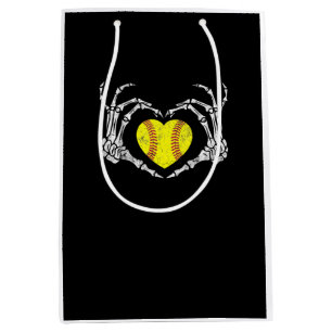 Softball Heart Skeleton Hand Halloween Costume Fun Medium Gift Bag