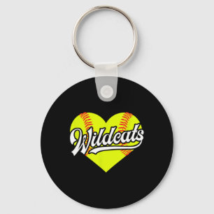 Softball Heart Wildcats Team T-ball Key Ring